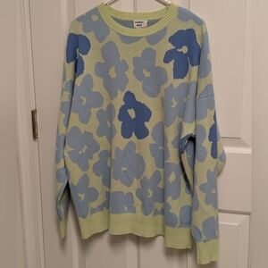 Sunday Best Blue and Green Floral Oversize Sweater Women's 2 (Med)